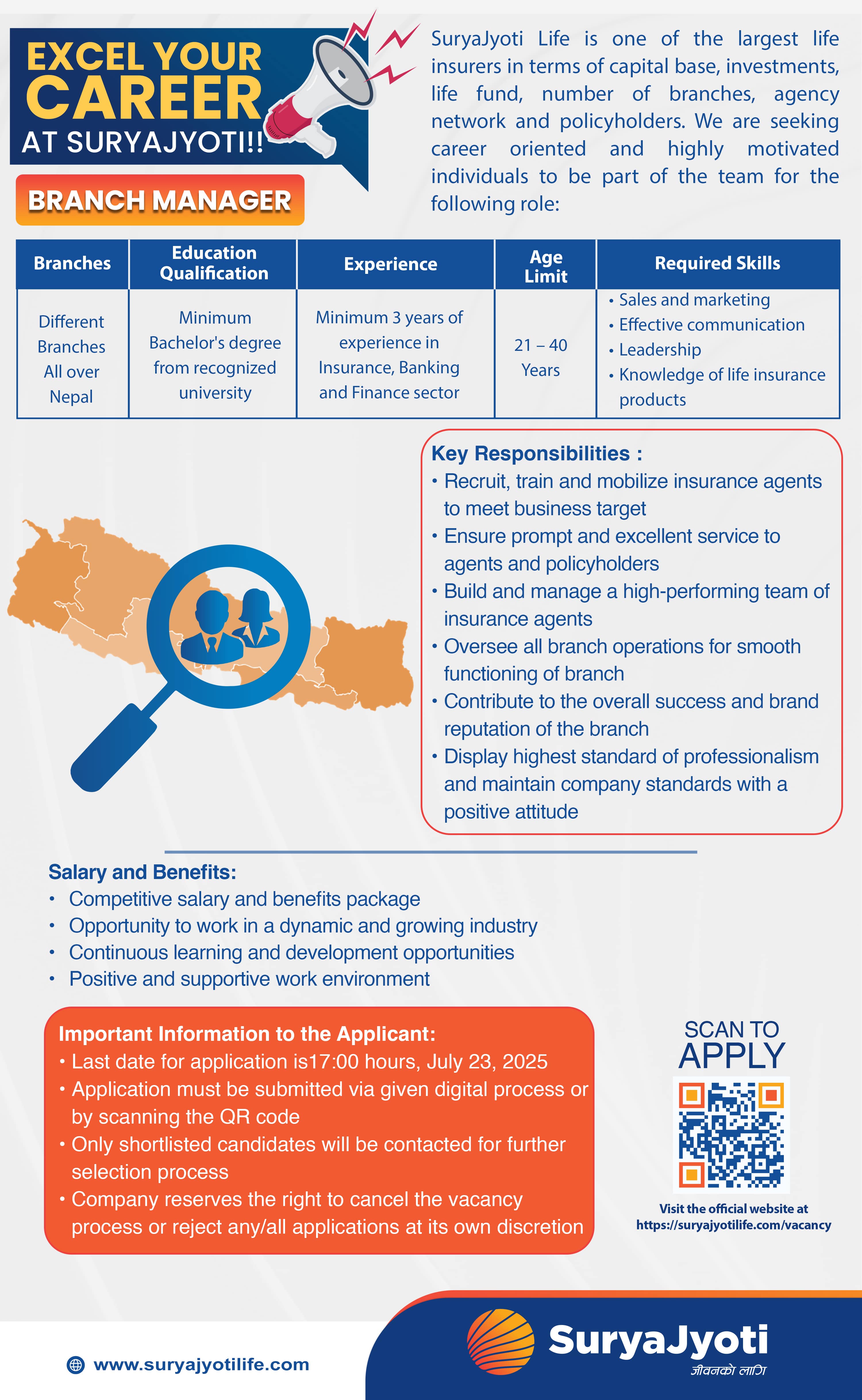 Image of Surya Jyoti Life Insurance's Notice titled Vacancy Announcement